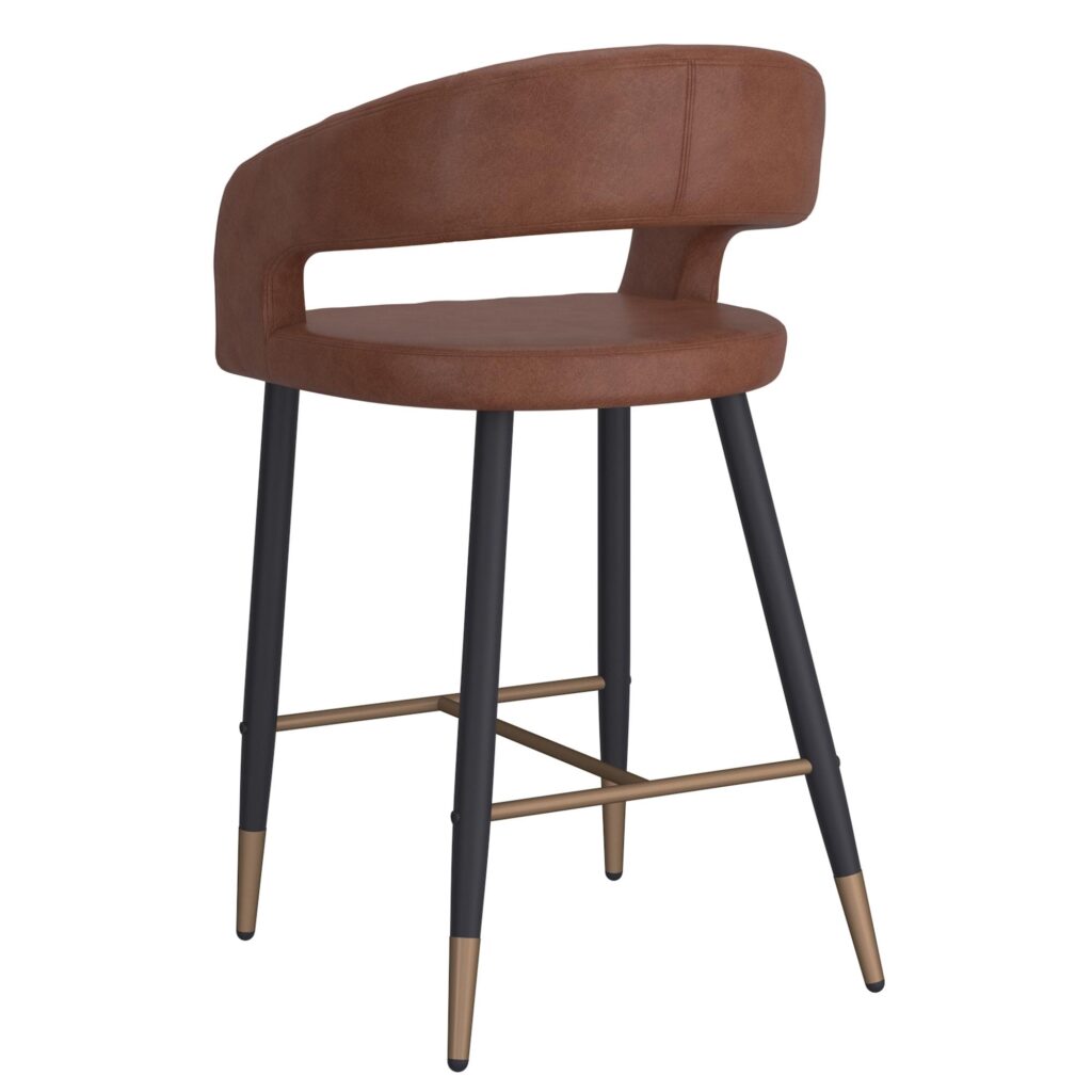 Crimson 26" Counter Stool, set of 2, in Saddle and Black - Image 3