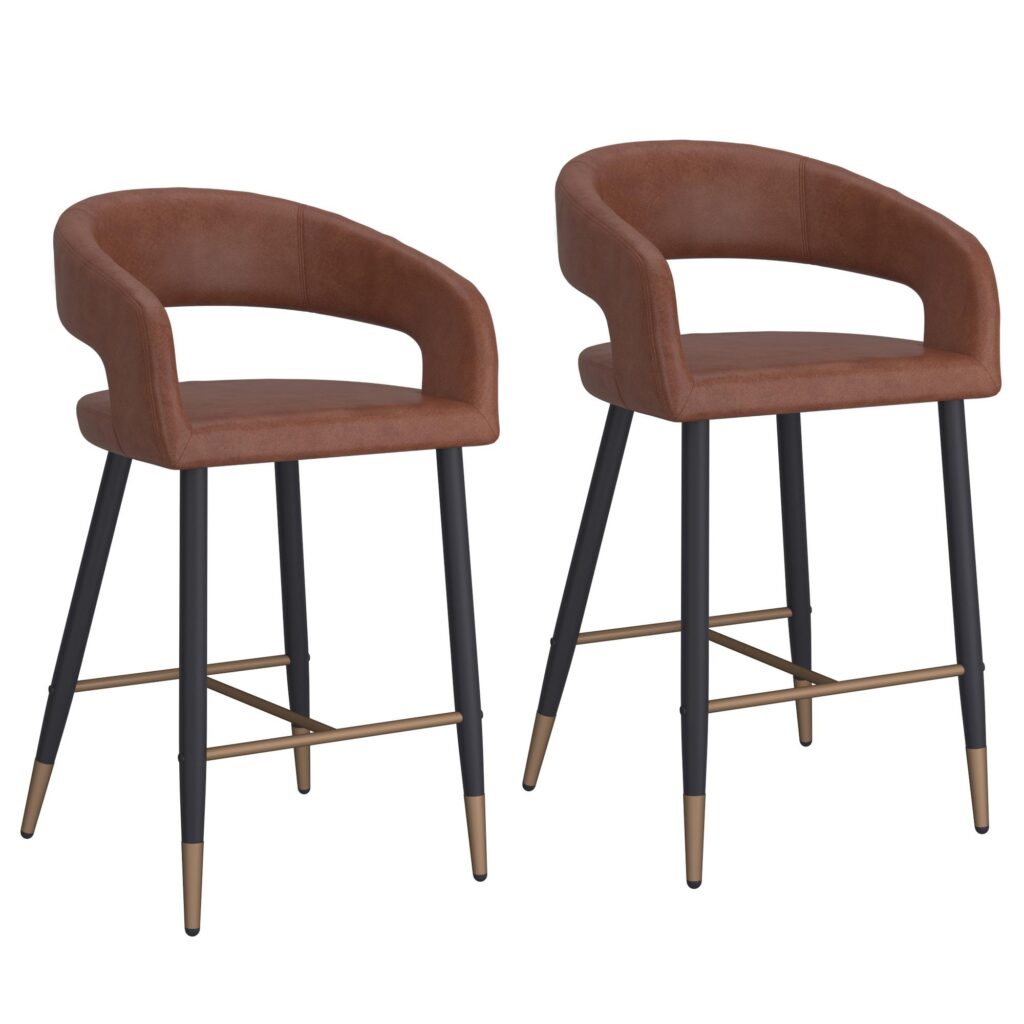 Crimson 26" Counter Stool, set of 2, in Saddle and Black - Image 7