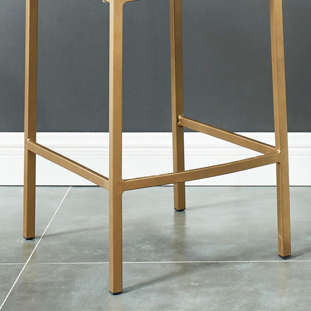 Diego 26" Counter Stool, set of 2, in Beige and Aged Gold - Image 5