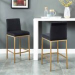 Diego 26" Counter Stool, Set of 2 in Black and Aged Gold Leg 203-101BLK/GL 203 101BLK GL 1