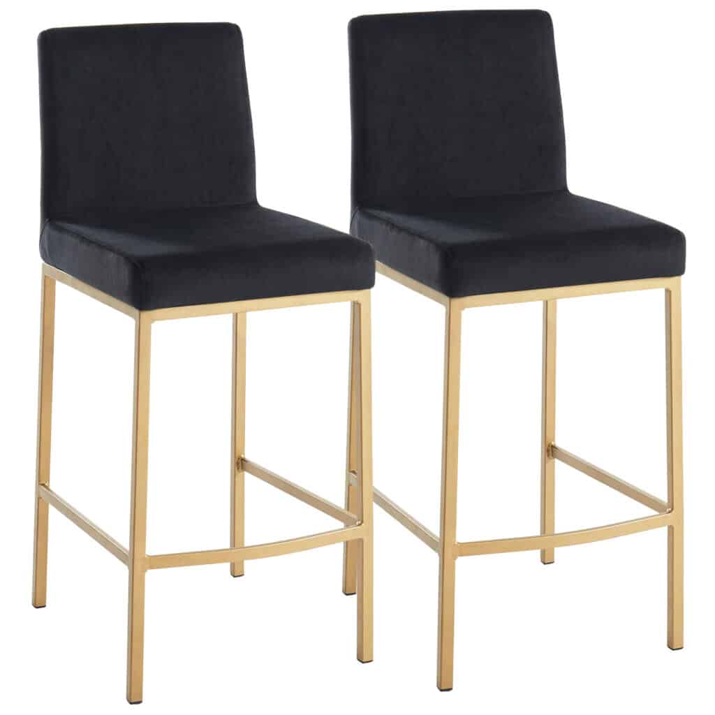 Diego 26" Counter Stool, Set of 2 in Black and Aged Gold Leg - Image 7