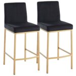 Diego 26" Counter Stool, Set of 2 in Black and Aged Gold Leg 203-101BLK/GL 203 101BLK GL 6