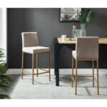Diego 26" Counter Stool, Set of 2 in Grey and Aged Gold Leg 203-101GY/GLD 203 101GY GLD 1