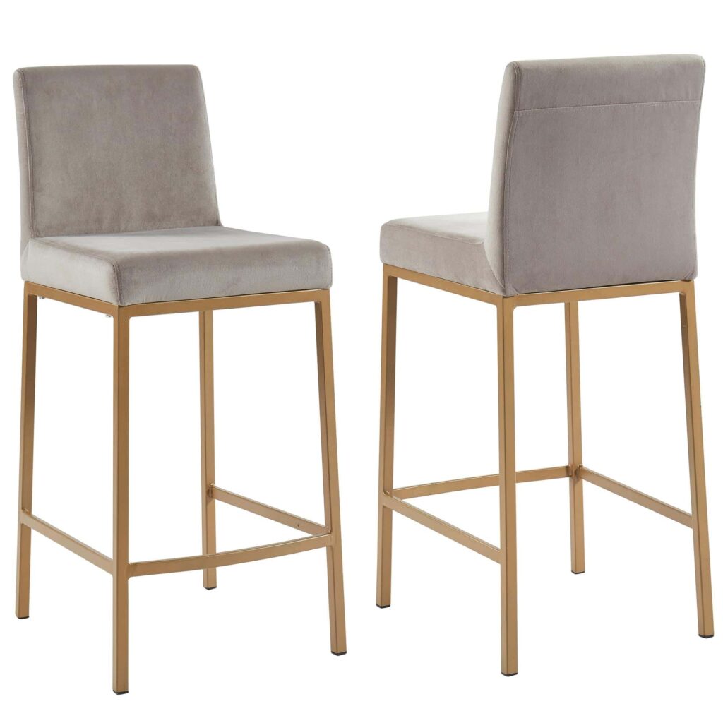 Diego 26" Counter Stool, Set of 2 in Grey and Aged Gold Leg - Image 7