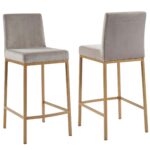 Diego 26" Counter Stool, Set of 2 in Grey and Aged Gold Leg 203-101GY/GLD 203 101GY GLD 6