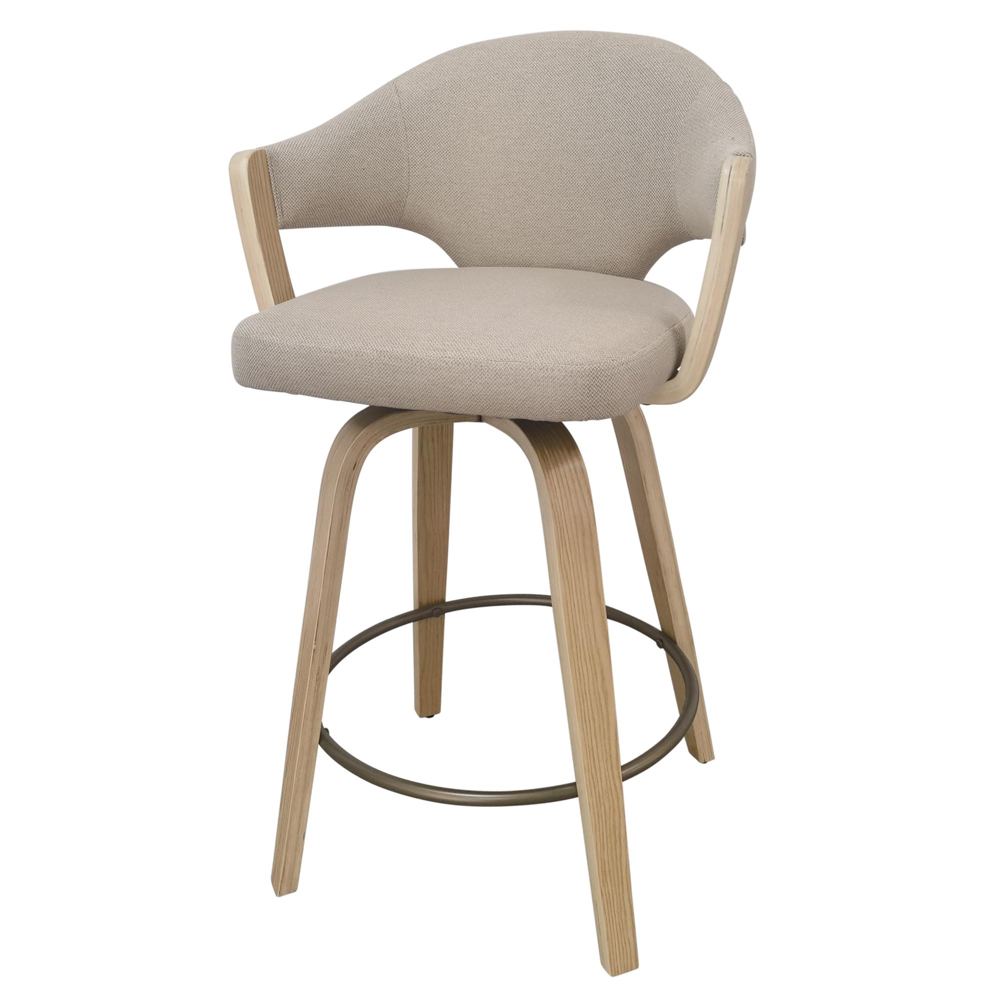 Freya 26" Counter Stool with Swivel, Set of 2 in Toffee and Natural 3 Freya 26" Counter Stool with Swivel, Set of 2 in Toffee and Natural - Image 3