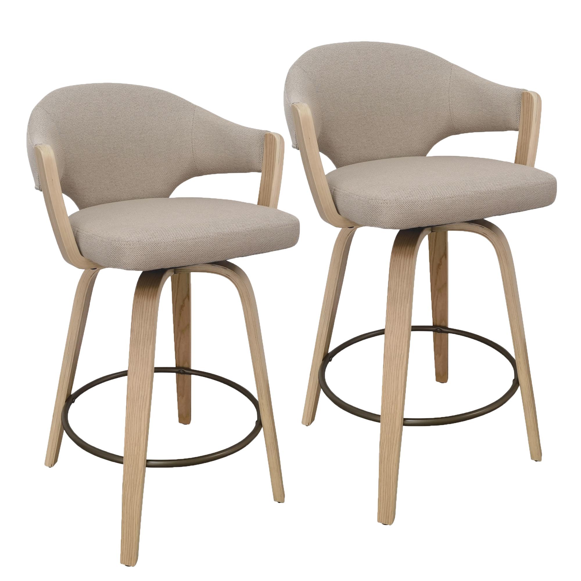 Freya 26" Counter Stool with Swivel, Set of 2 in Toffee and Natural 7 Freya 26" Counter Stool with Swivel, Set of 2 in Toffee and Natural - Image 7