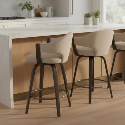 Freya 26" Counter Stool with Swivel, Set of 2 in Toffee and Walnut 203-146TOF_WAL 203 146TOF WAL 1