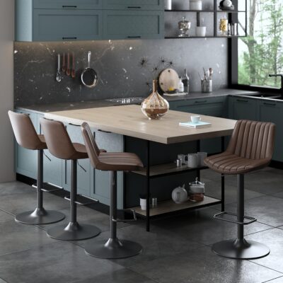 Kosi Adjustable Air-Lift Stool, set of 2, in Brown and Black 203-190BN 203 190BN 1