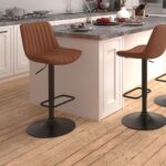 Kosi Adjustable Air-Lift Stool, Set of 2 in Saddle and Black 203-190SD 203 190SD 1