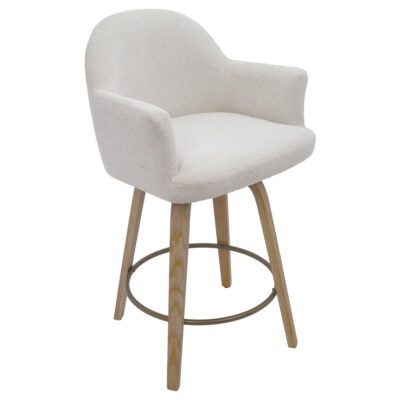 Torra 26" Counter Stool with Swivel, Set of 2 in Oat and Washed Oak