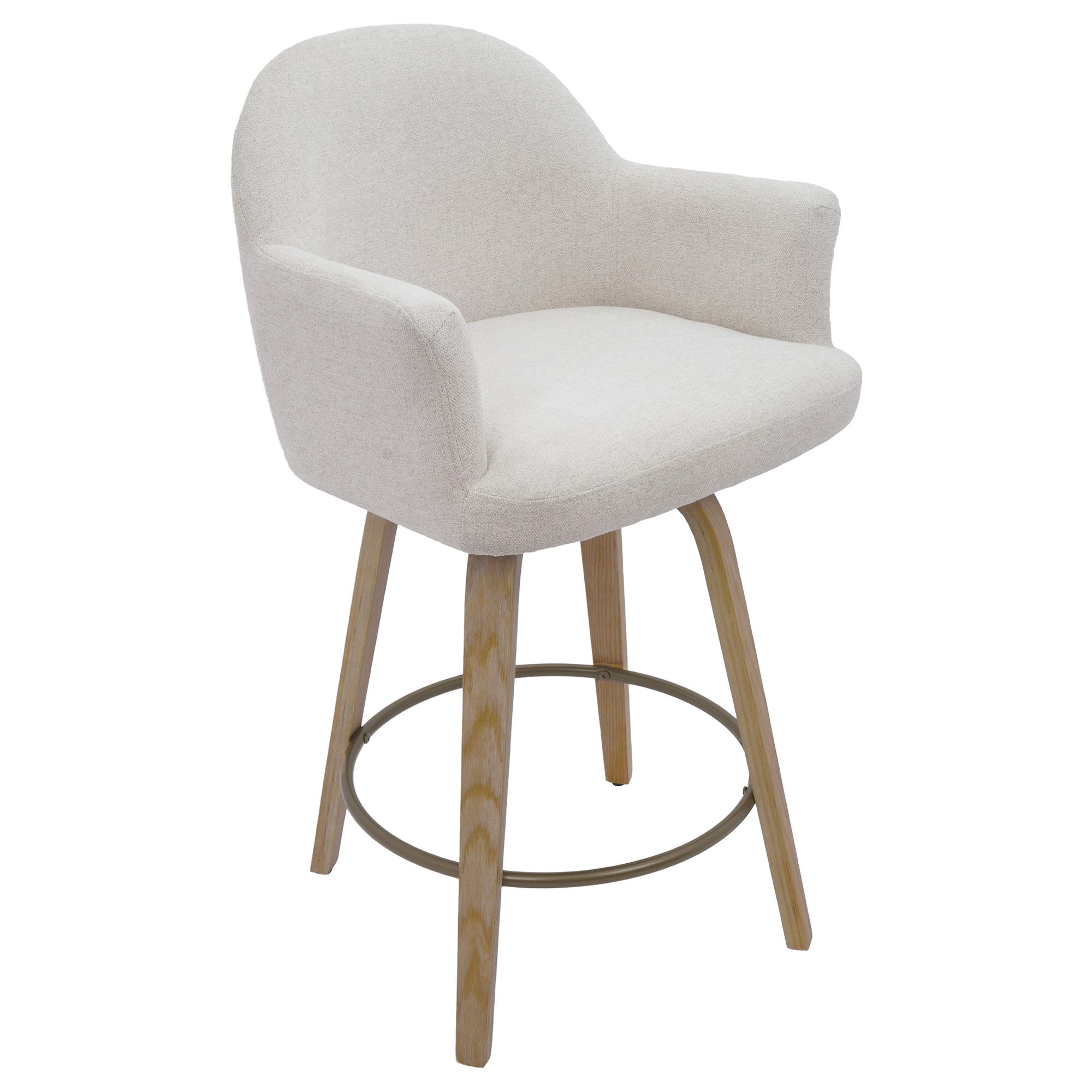 Torra 26" Counter Stool with Swivel, Set of 2 in Oat and Washed Oak 1 Torra 26" Counter Stool with Swivel, Set of 2 in Oat and Washed Oak