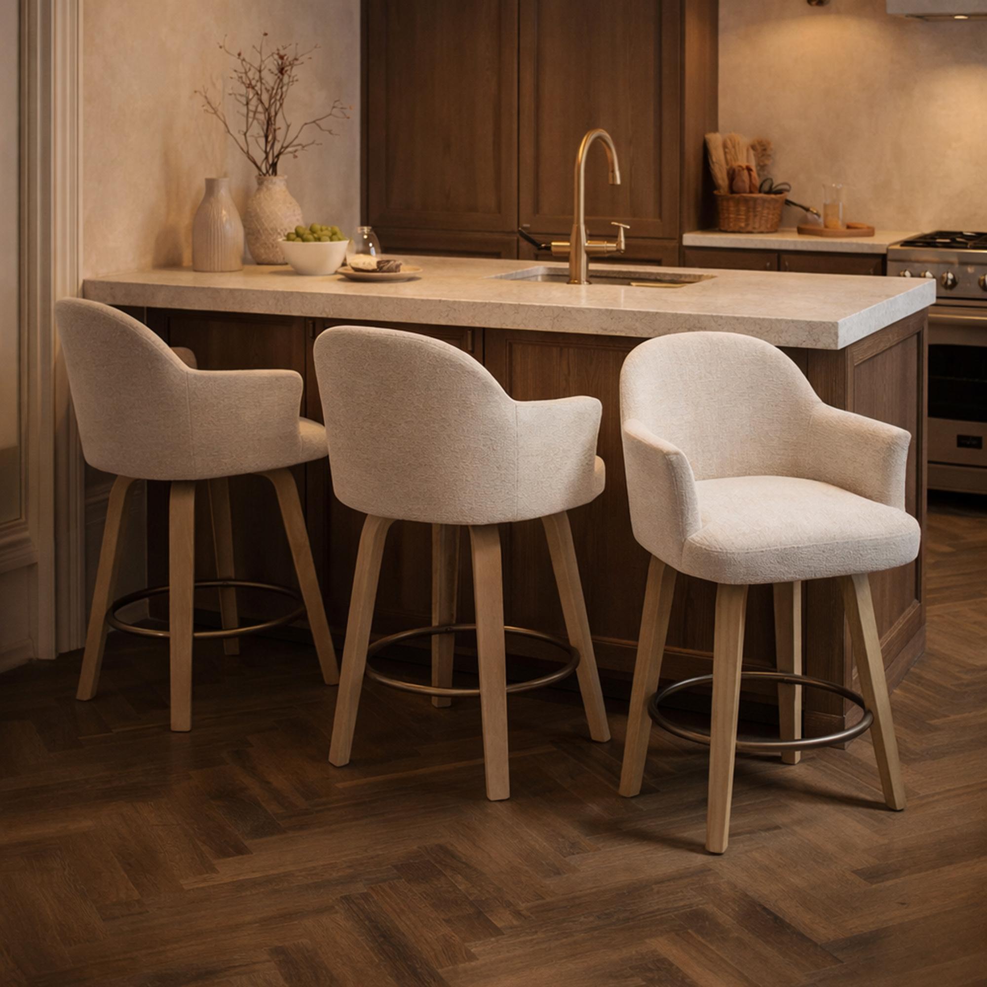 Torra 26" Counter Stool with Swivel, Set of 2 in Oat and Washed Oak 2 Torra 26" Counter Stool with Swivel, Set of 2 in Oat and Washed Oak - Image 2