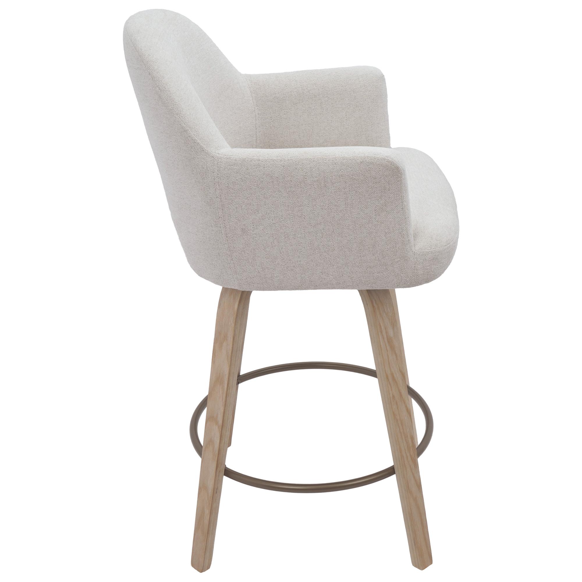 Torra 26" Counter Stool with Swivel, Set of 2 in Oat and Washed Oak 4 Torra 26" Counter Stool with Swivel, Set of 2 in Oat and Washed Oak - Image 4