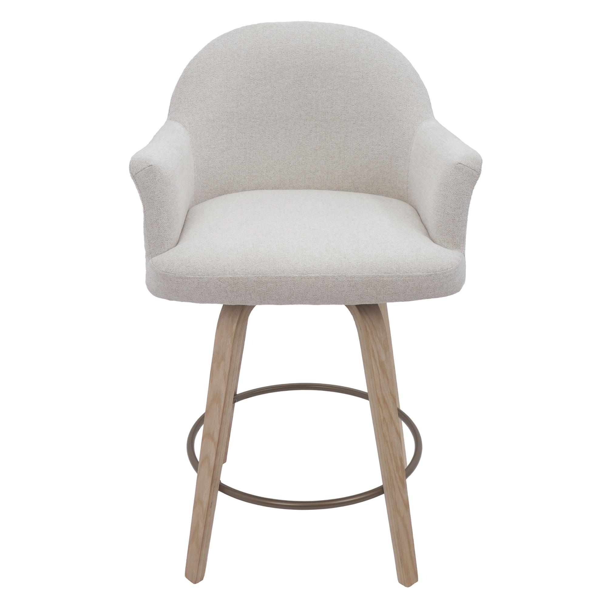 Torra 26" Counter Stool with Swivel, Set of 2 in Oat and Washed Oak 5 Torra 26" Counter Stool with Swivel, Set of 2 in Oat and Washed Oak - Image 5