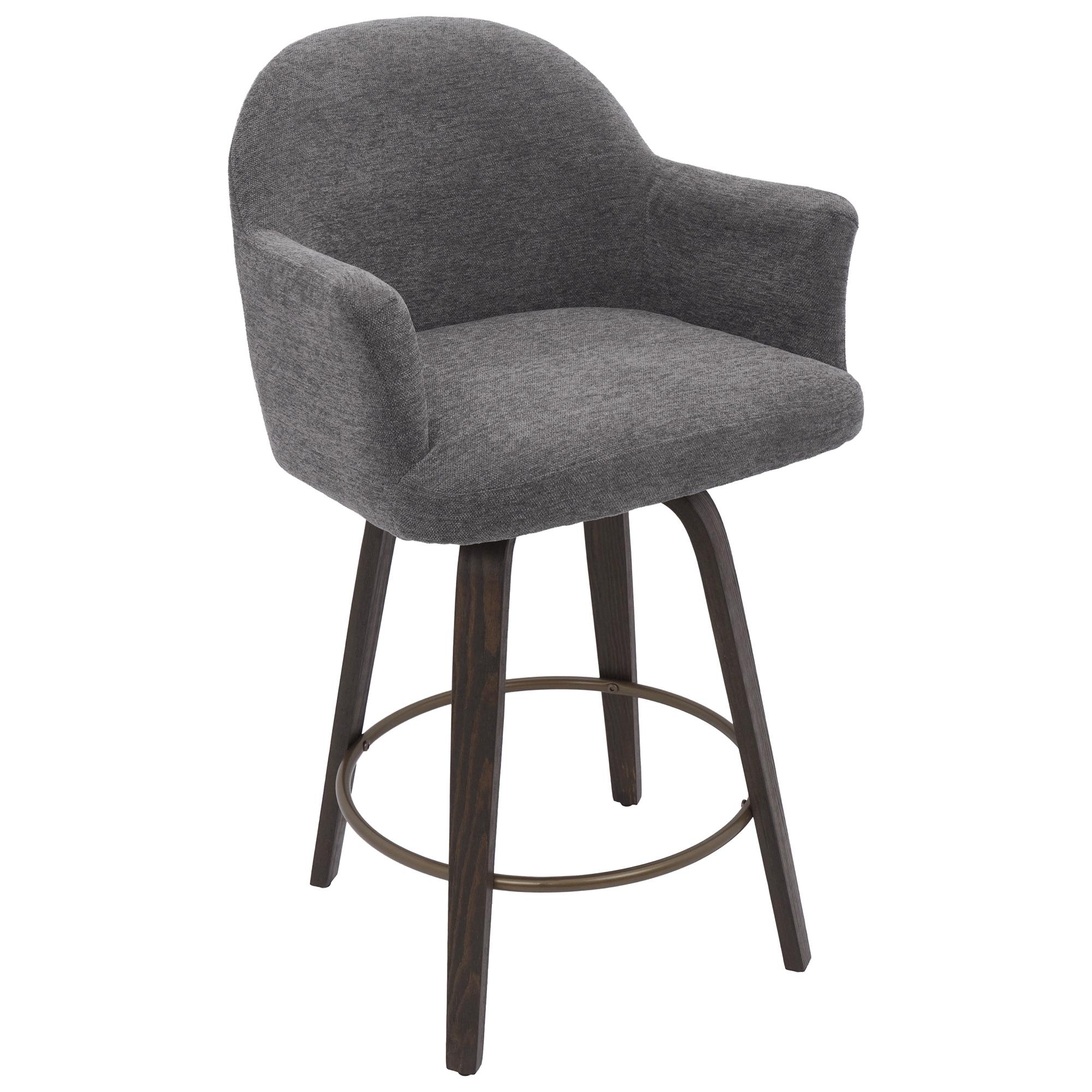 Torra 26" Counter Stool with Swivel, Set of 2 in Warm Charcoal and Dark Walnut 1 Torra 26" Counter Stool with Swivel, Set of 2 in Warm Charcoal and Dark Walnut