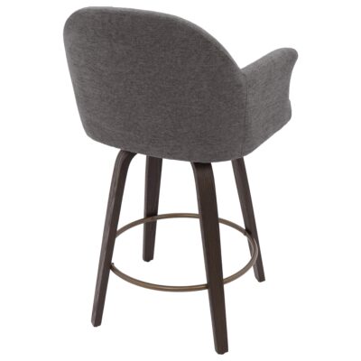 Torra 26" Counter Stool with Swivel, Set of 2 in Warm Charcoal and Dark Walnut 10 Torra 26" Counter Stool with Swivel, Set of 2 in Warm Charcoal and Dark Walnut 203-217WCH 203 217WCH 2