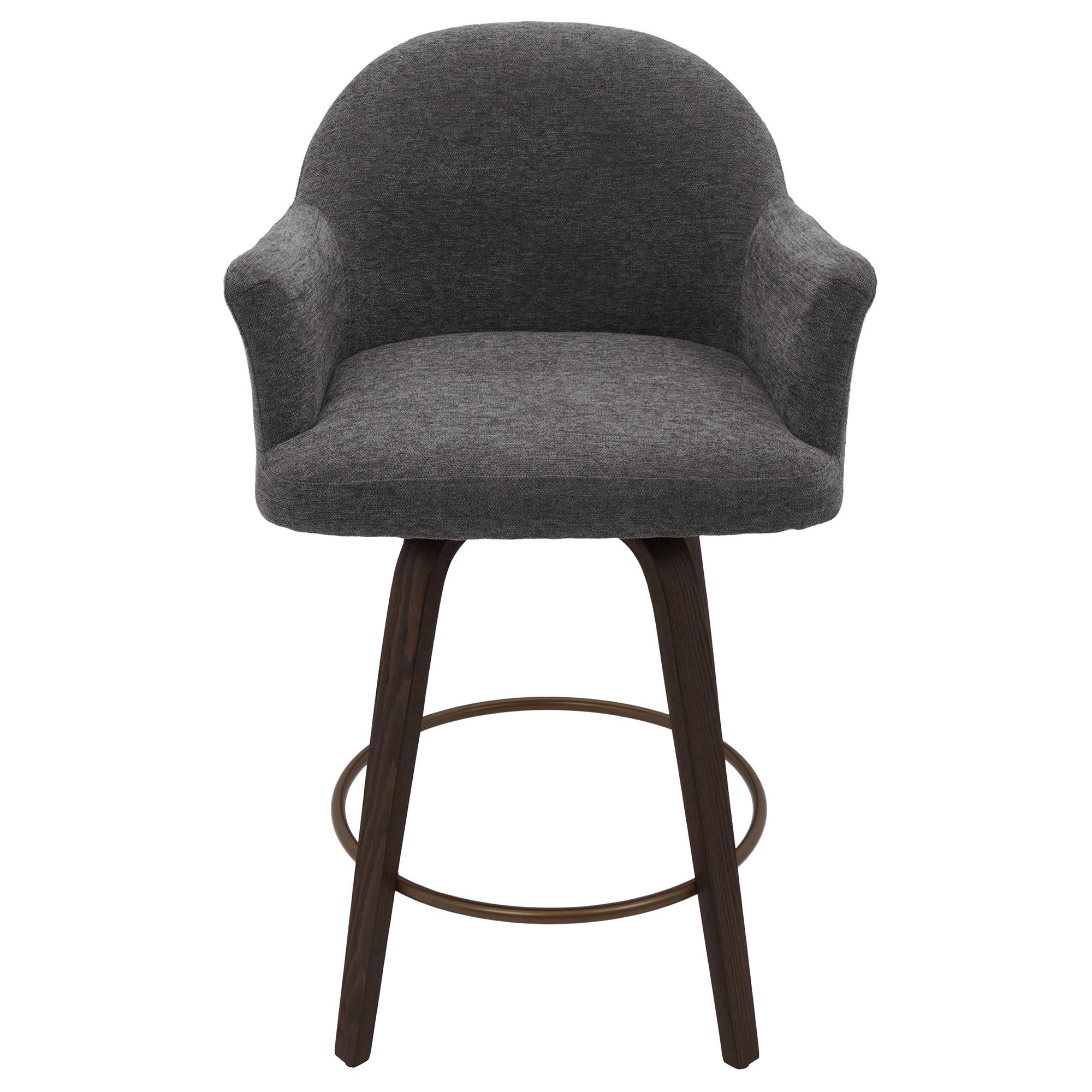 Torra 26" Counter Stool with Swivel, Set of 2 in Warm Charcoal and Dark Walnut 5 Torra 26" Counter Stool with Swivel, Set of 2 in Warm Charcoal and Dark Walnut - Image 5