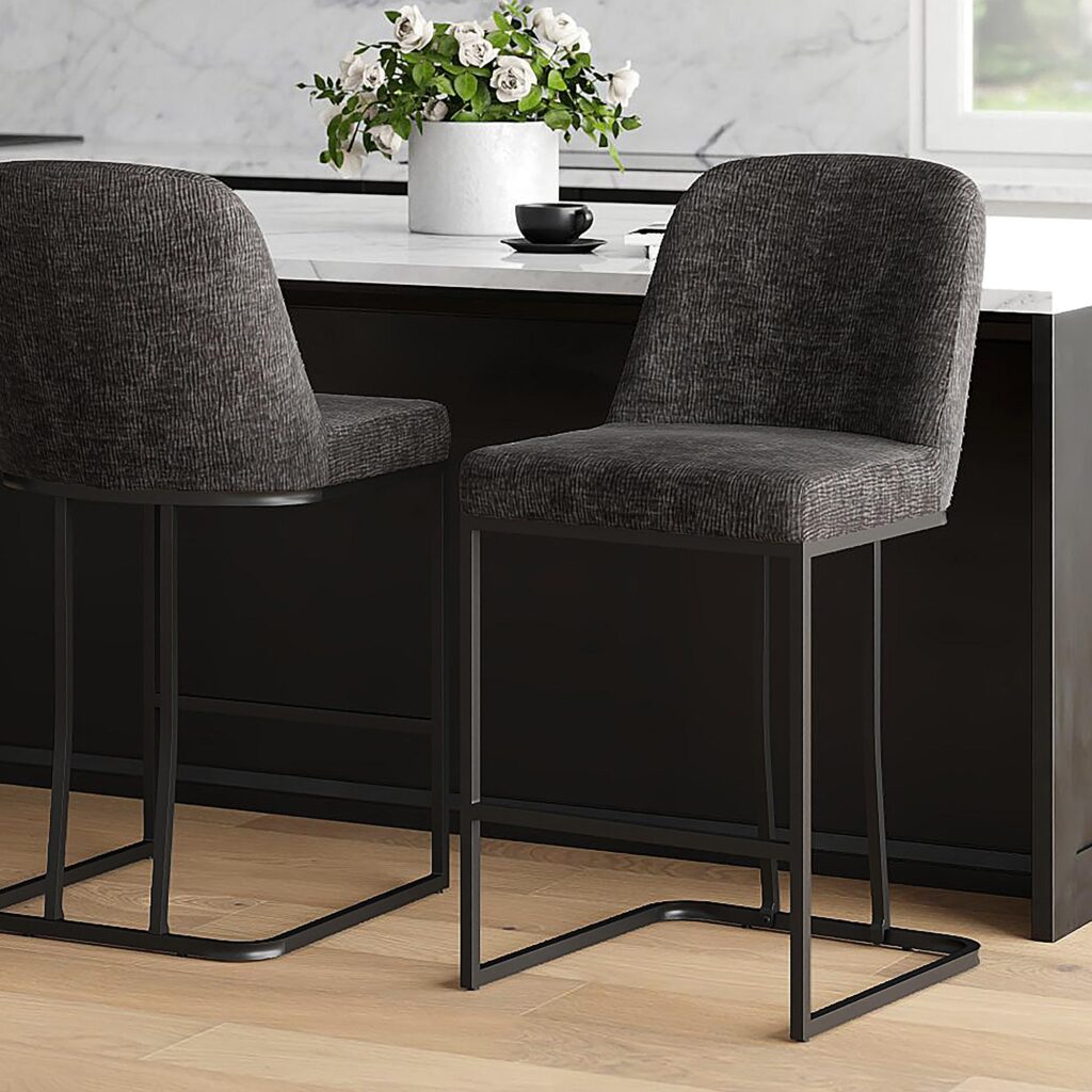 Dario 26" Counter Stool, Set of 2 in Charcoal - Image 2