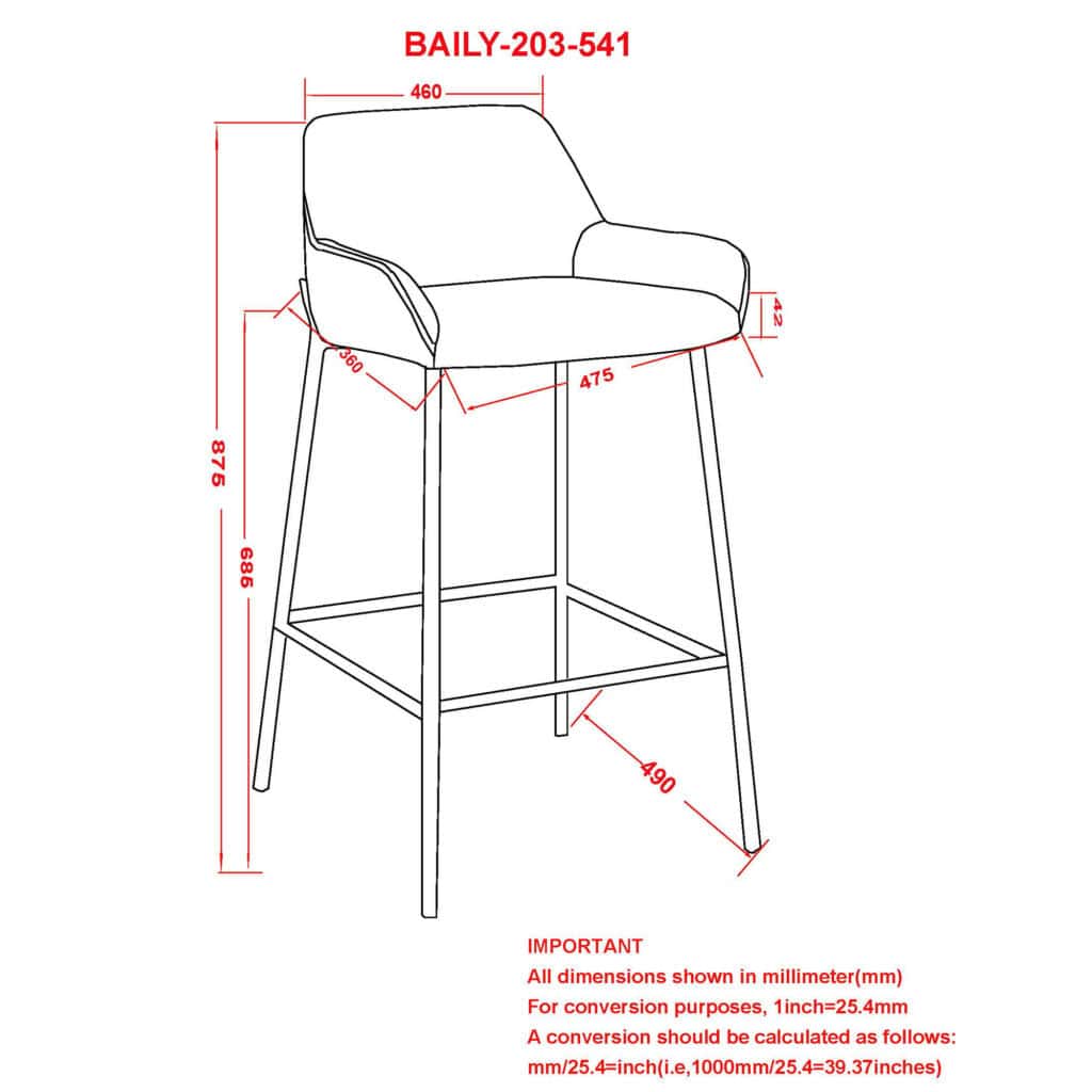 Baily 26" Counter Stool, Set of 2 in Grey and Black - Image 8