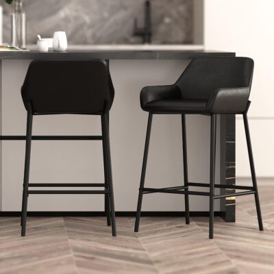 Baily 26" Counter Stool, PU, Set of 2 in Black 203-541PUBK 203 541PUBK 1