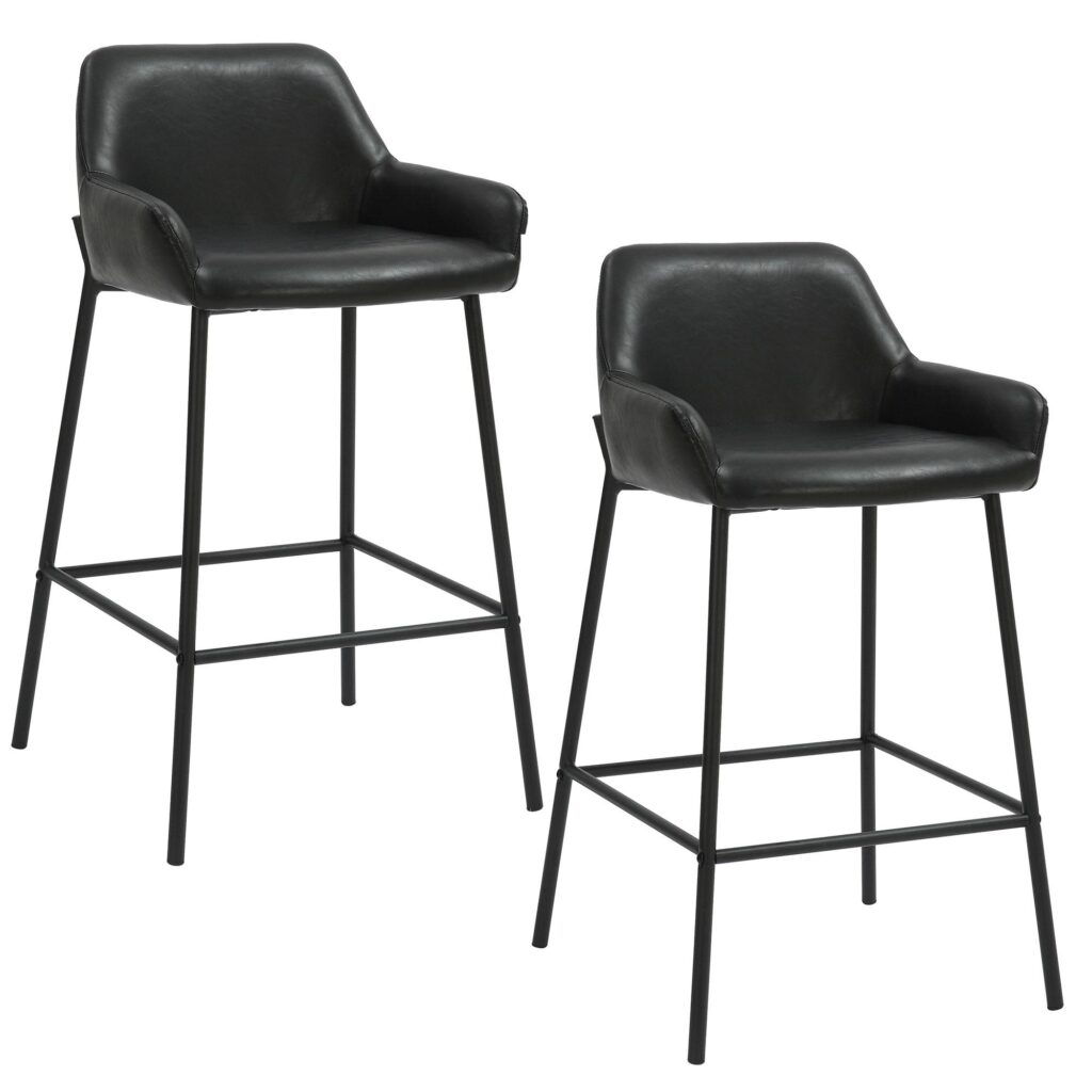 Baily 26" Counter Stool, PU, Set of 2 in Black - Image 7