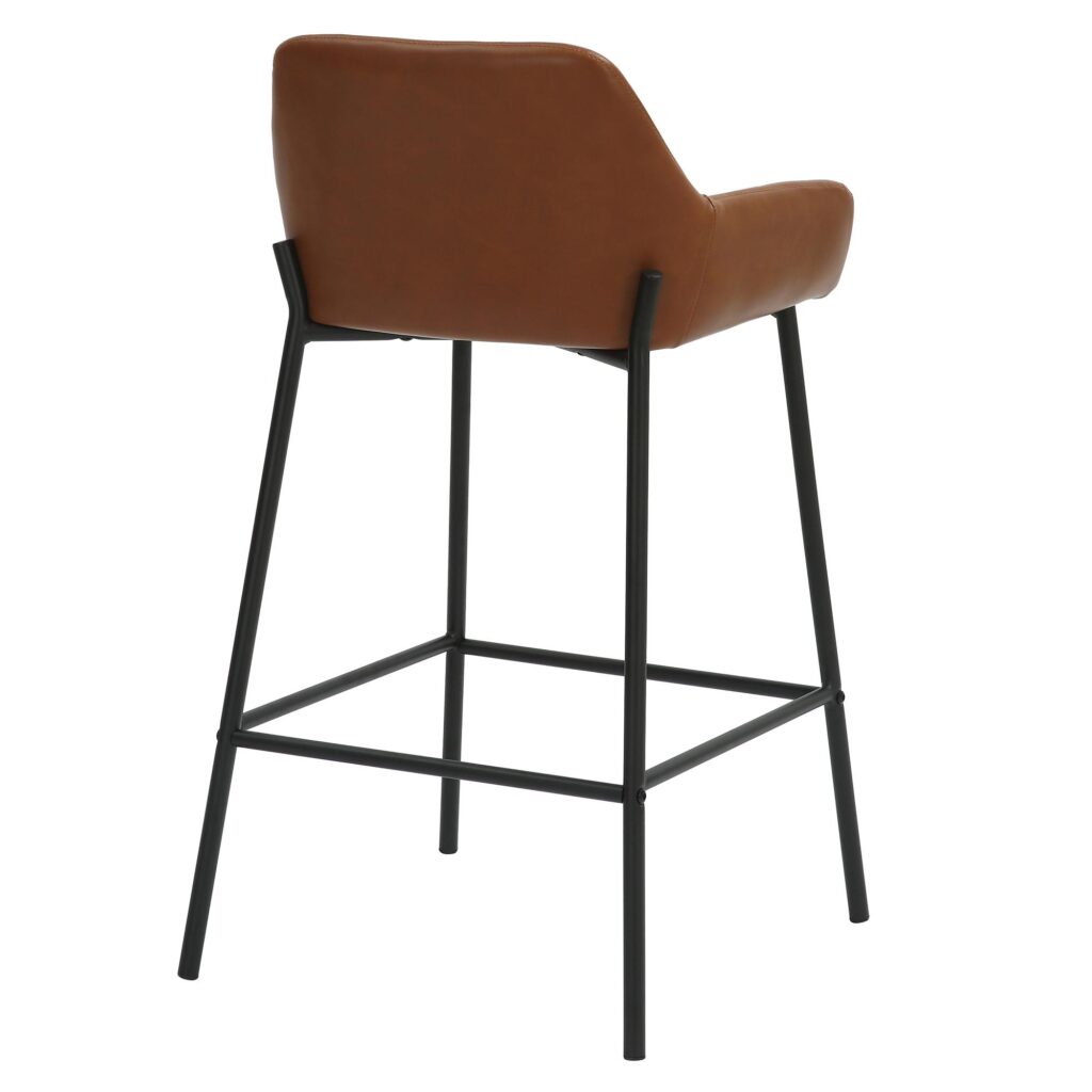Baily 26" Counter Stool, PU, Set of 2 in Saddle and Black - Image 3