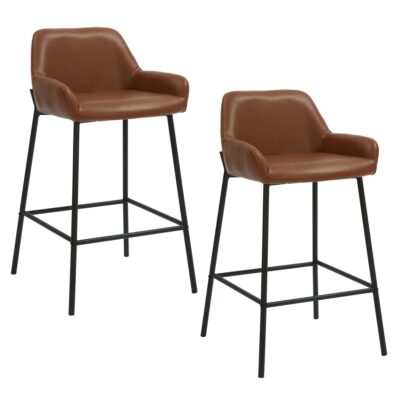 Baily 26" Counter Stool, PU, Set of 2 in Saddle and Black 203-541PUSD 203 541PUSD 6