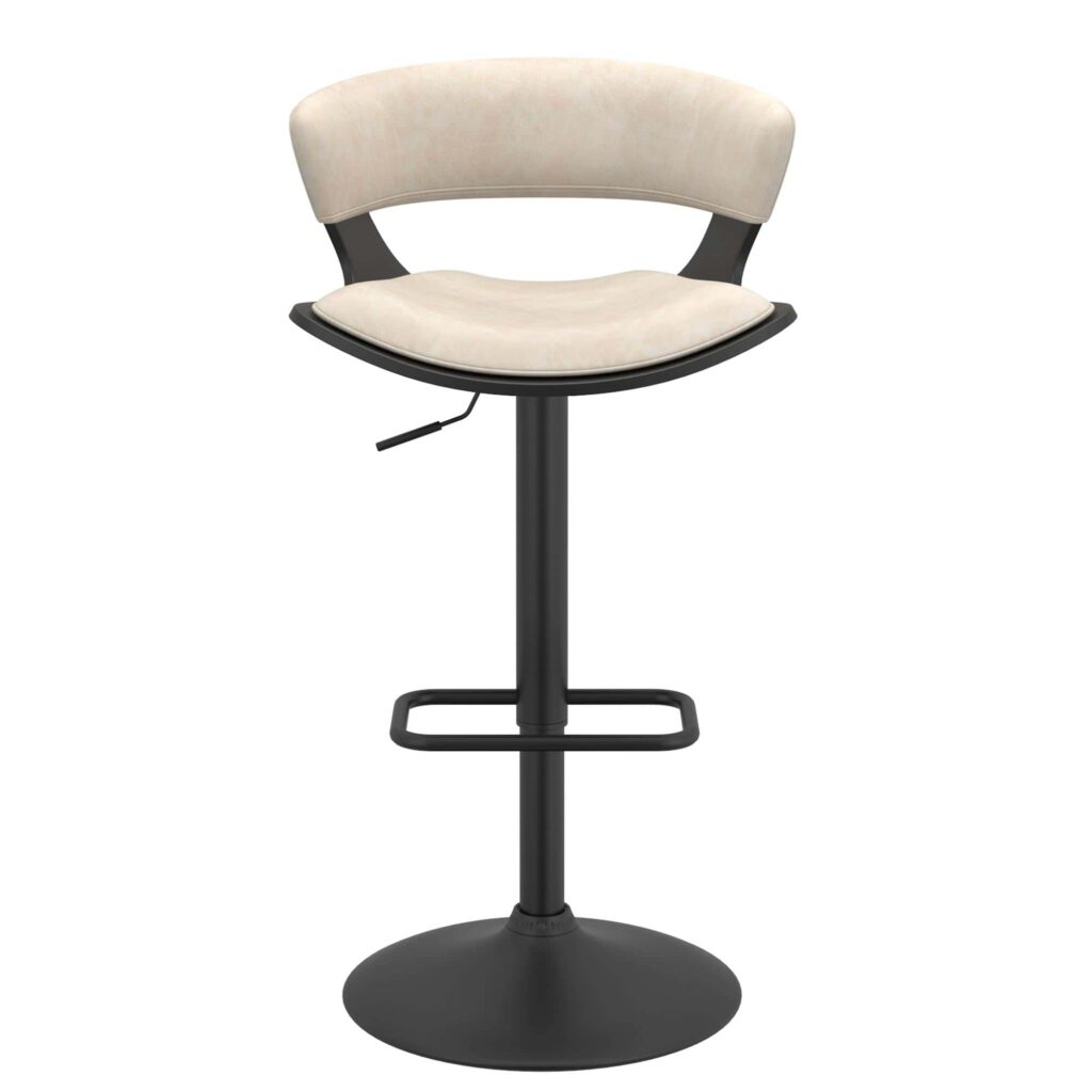 Rover Adjustable Air Lift Stool in Ivory and Black - Image 5