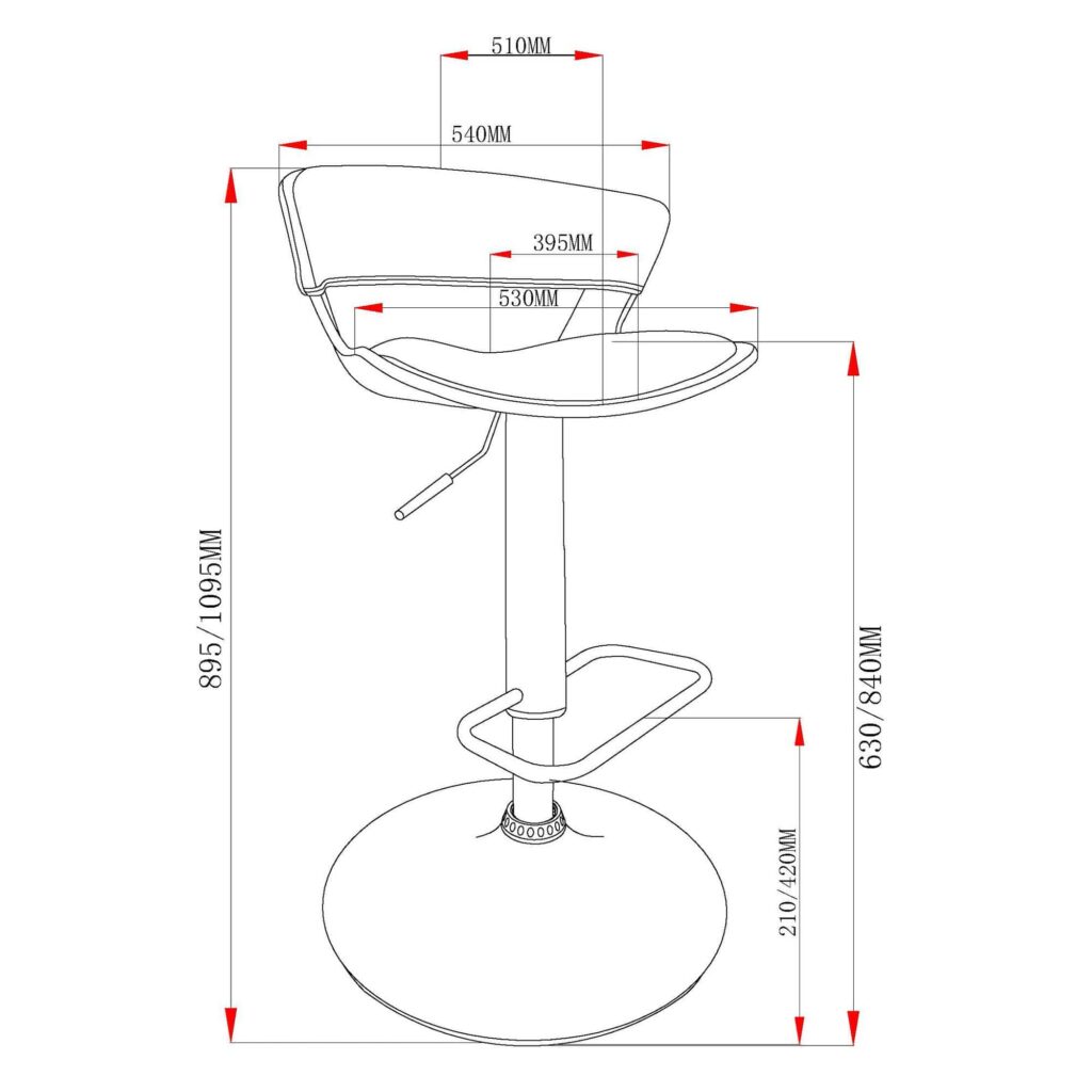 Rover Adjustable Air Lift Stool in Ivory and Black - Image 8