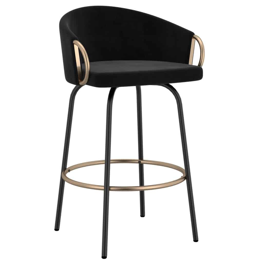 Lavo 26" Counter Stool, Set of 2 in Black and Gold 203-560BLK 203 560BLK