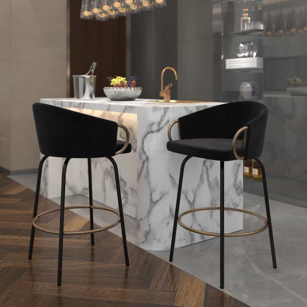 Lavo 26" Counter Stool, Set of 2 in Black and Gold - Image 2