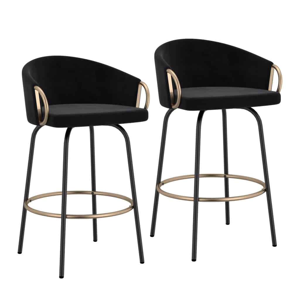 Lavo 26" Counter Stool, Set of 2 in Black and Gold 203-560BLK 203 560BLK 6