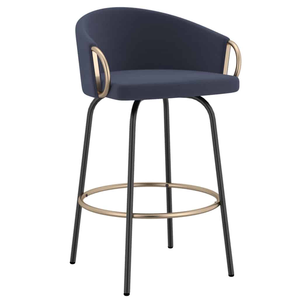 Lavo 26" Counter Stool, Set of 2 in Blue and Black and Gold 203-560BLU 203 560BLU