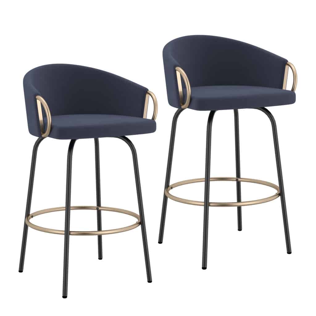 Lavo 26" Counter Stool, Set of 2 in Blue and Black and Gold - Image 7