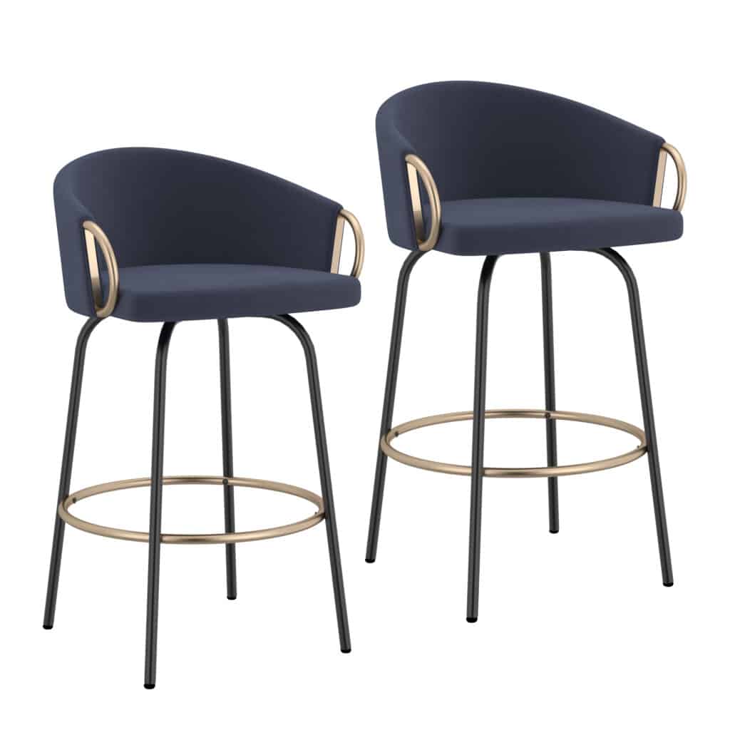 Lavo 26" Counter Stool, Set of 2 in Blue and Black and Gold 203-560BLU 203 560BLU 6