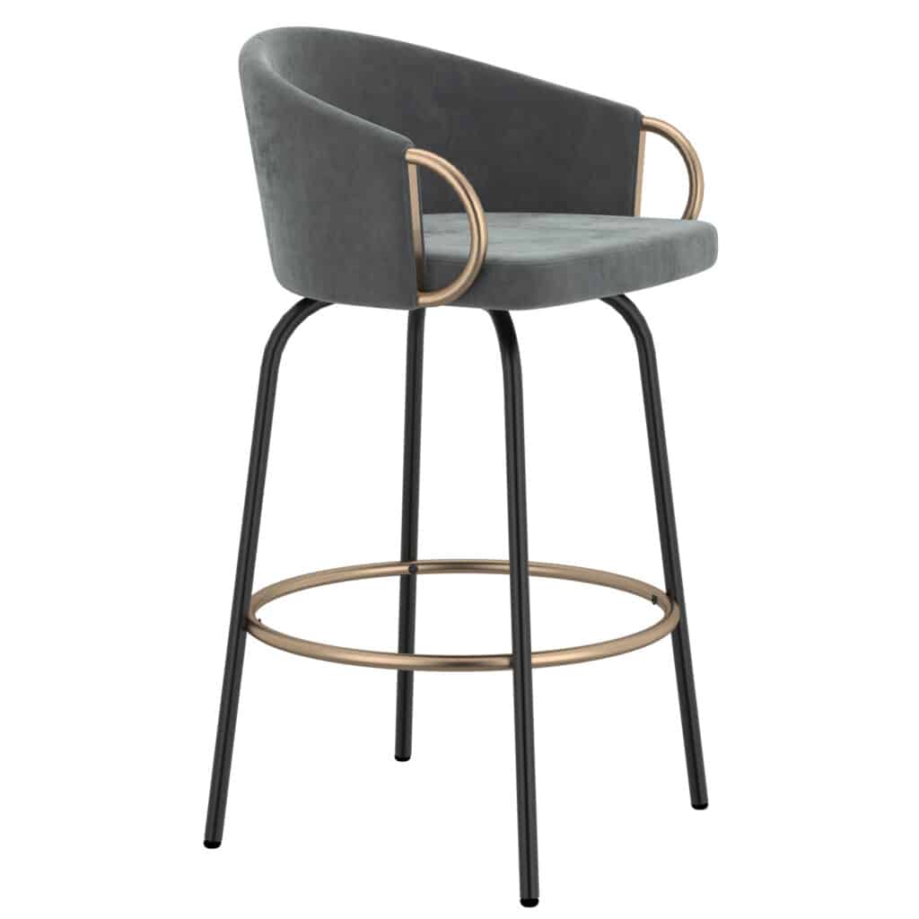 Lavo 26" Counter Stool, Set of 2 in Grey and Black and Gold 203-560GY 203 560GY