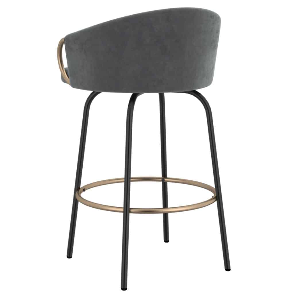 Lavo 26" Counter Stool, Set of 2 in Grey and Black and Gold - Image 3