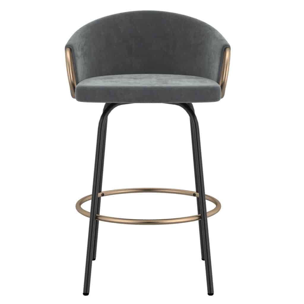 Lavo 26" Counter Stool, Set of 2 in Grey and Black and Gold - Image 4