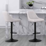 Kron Adjustable Height Air-Lift Swivel Stool, Set of 2, in Beige Fabric 203-574BG 203 574BG 1