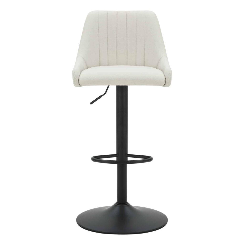 Kron Adjustable Height Air-Lift Swivel Stool, Set of 2, in Beige Fabric - Image 5