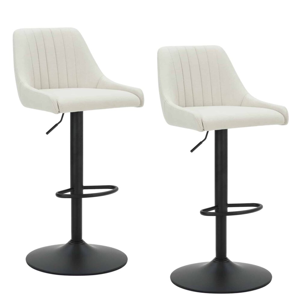 Kron Adjustable Height Air-Lift Swivel Stool, Set of 2, in Beige Fabric - Image 7