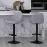 Kron Adjustable Height Air-Lift Swivel Stool, Set of 2, in Grey Fabric 203-574GY 203 574GY 1