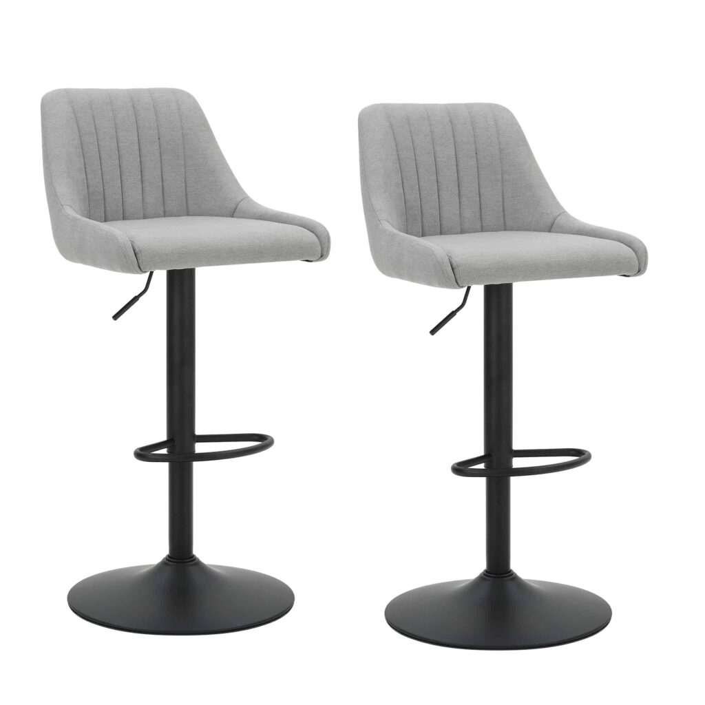 Kron Adjustable Height Air-Lift Swivel Stool, Set of 2, in Grey Fabric - Image 7