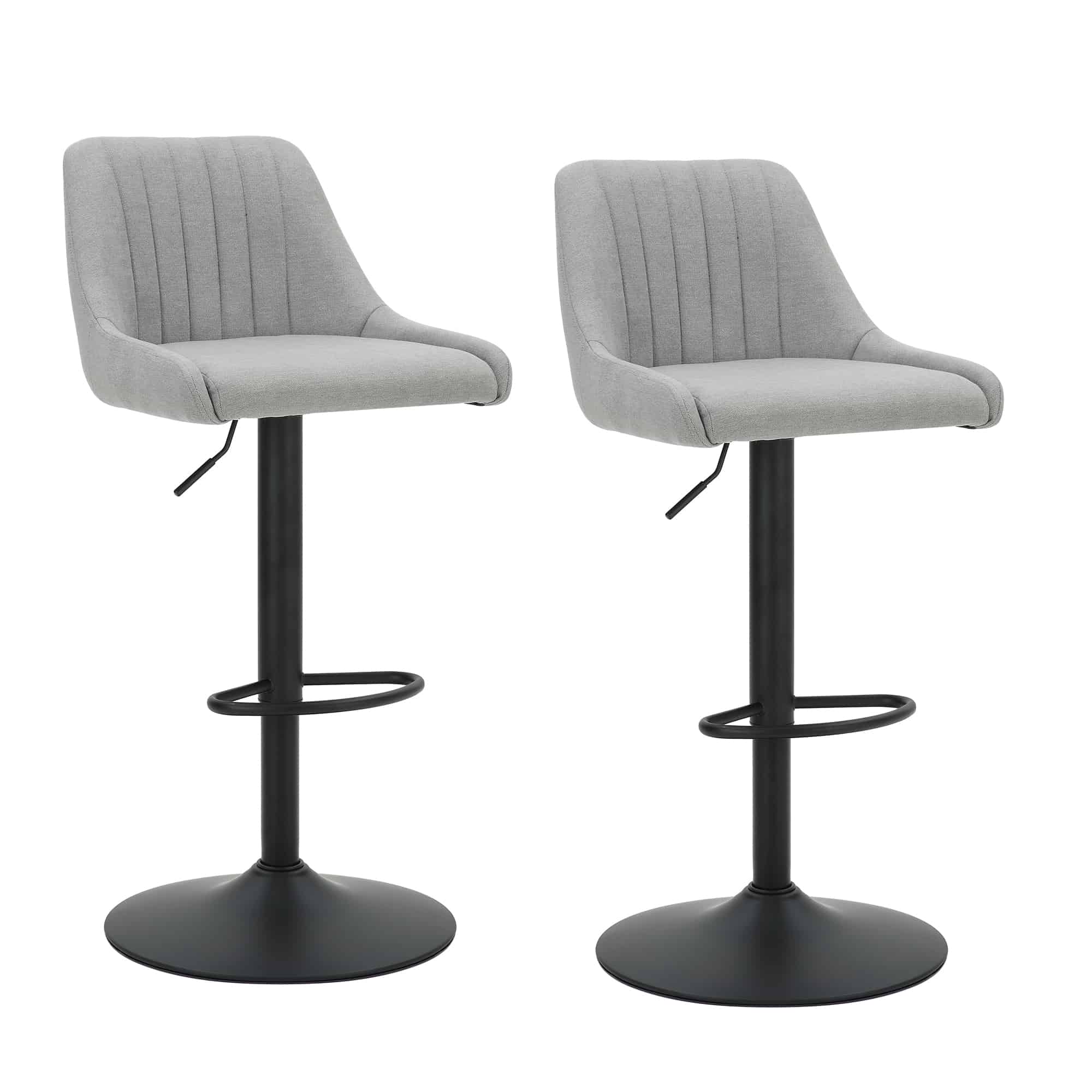 Kron Adjustable Height Air-Lift Swivel Stool, Set of 2, in Grey Fabric  203-574GY 