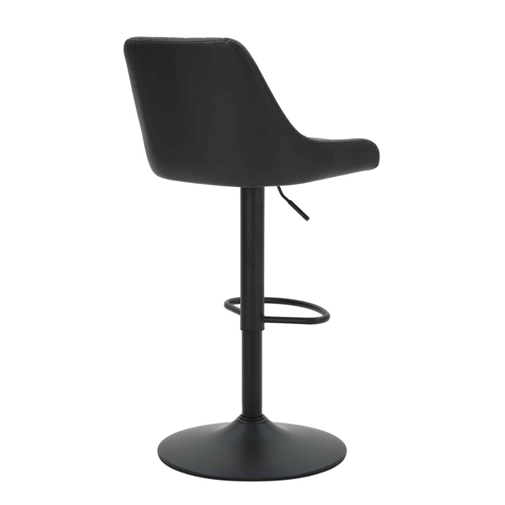 Kron Adjustable Height Air-Lift Swivel Stool, Set of 2, in Black Faux Leather - Image 3