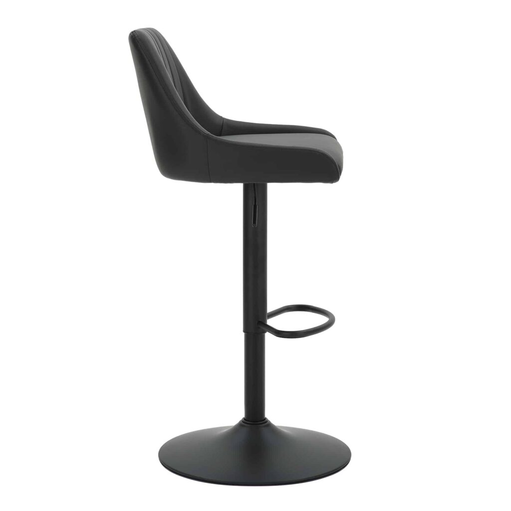 Kron Adjustable Height Air-Lift Swivel Stool, Set of 2, in Black Faux Leather - Image 4