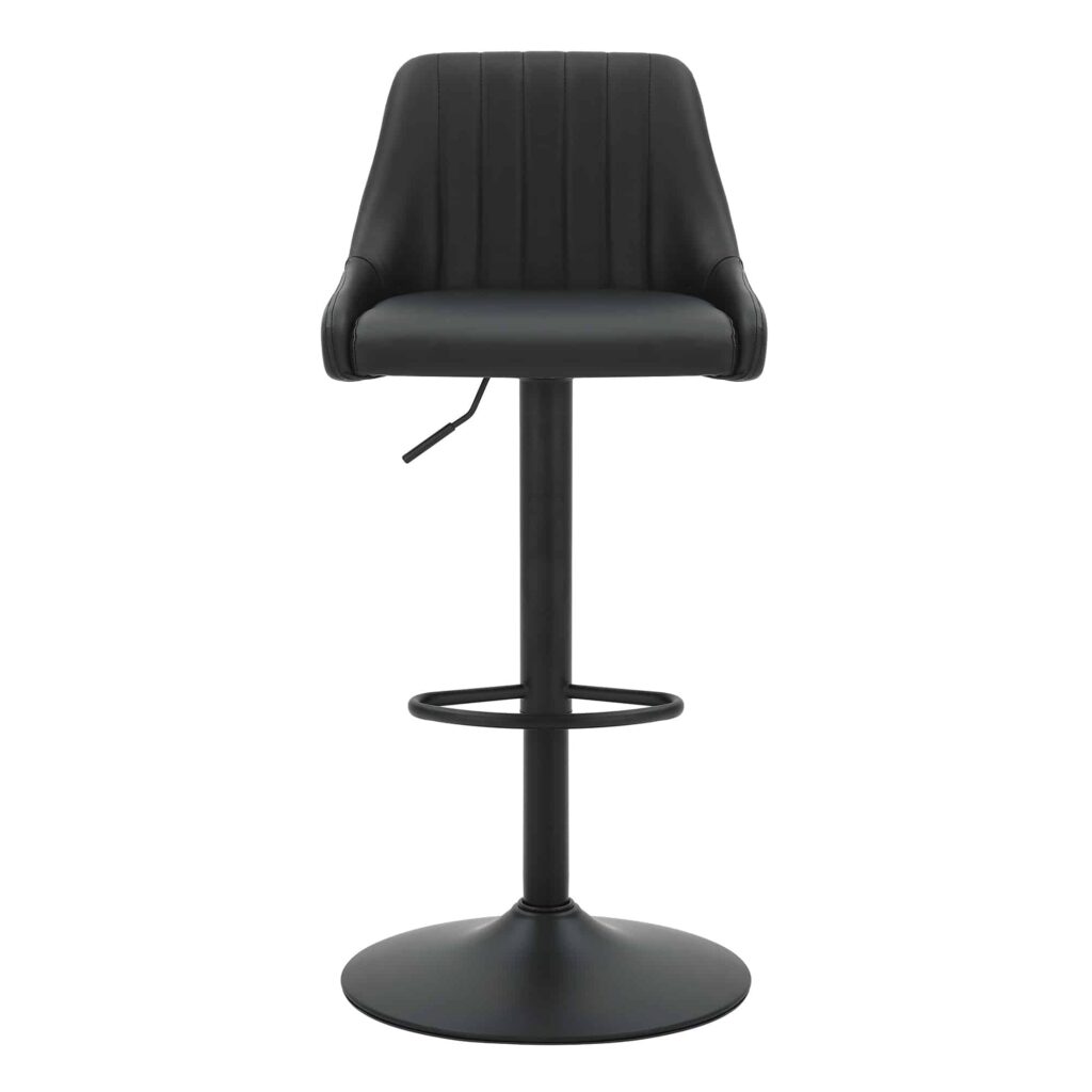 Kron Adjustable Height Air-Lift Swivel Stool, Set of 2, in Black Faux Leather - Image 5