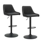 Kron Adjustable Height Air-Lift Swivel Stool, Set of 2, in Black Faux Leather 203-574PUBK 203 574PUBK 6