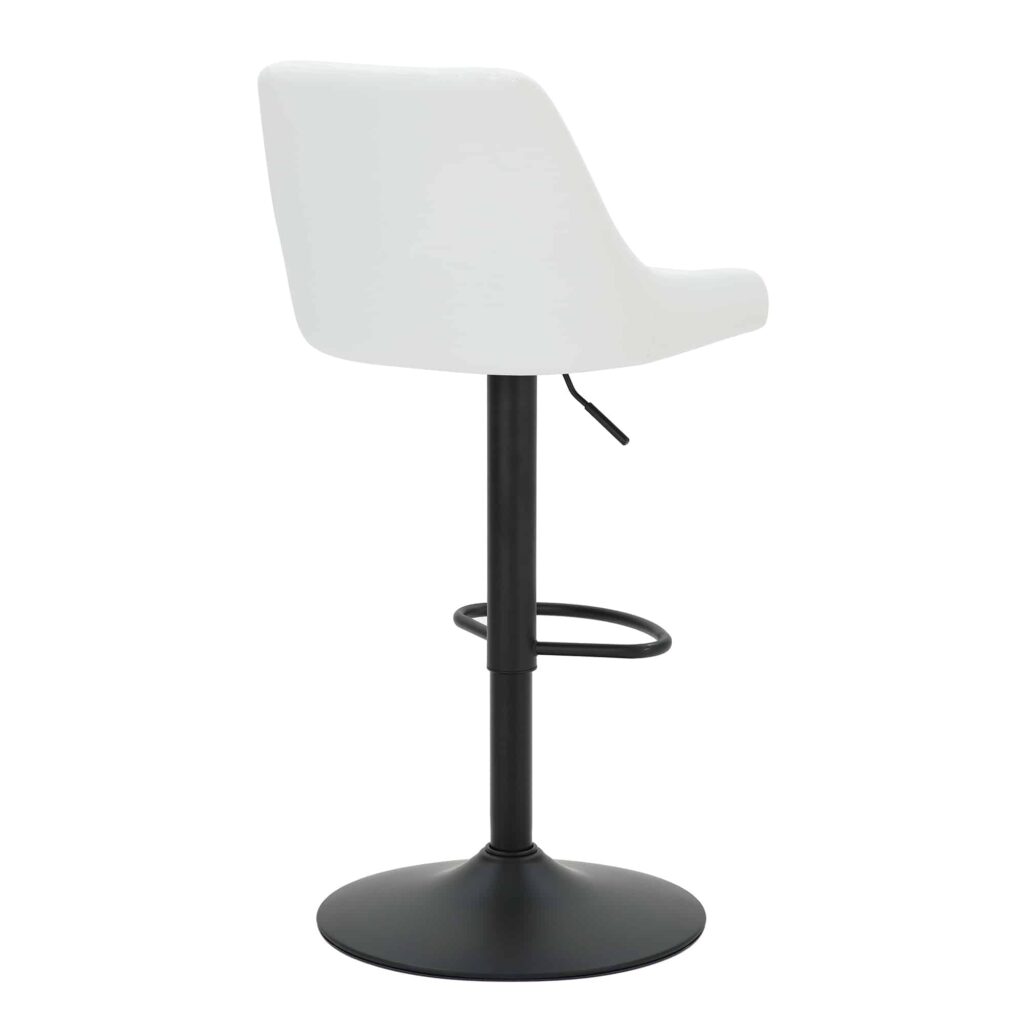 Kron Adjustable Height Air-Lift Swivel Stool, Set of 2, in White Faux Leather - Image 3